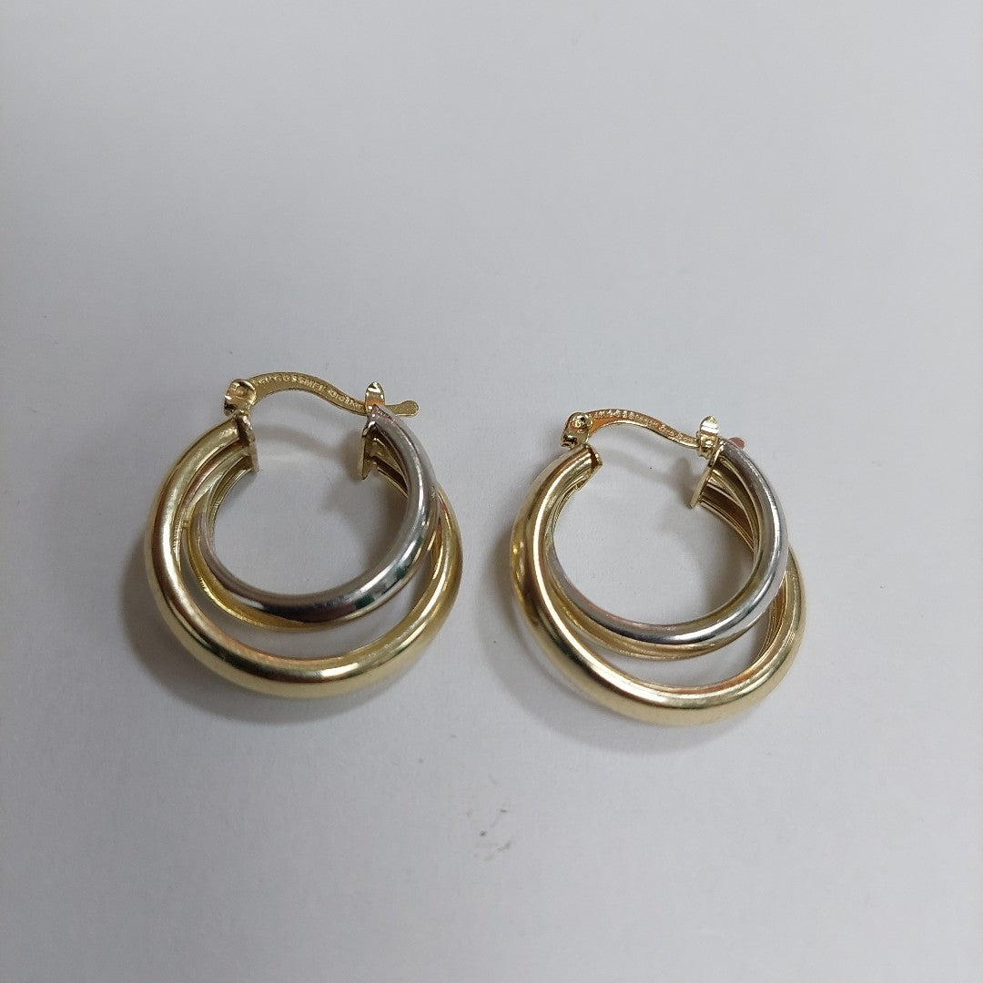 ARETES ARRACADAS DOBLE COMBINADA 14K 3.9 GR 02008FO (NUEVO)