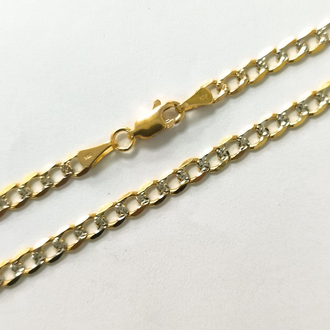 CADENA TEJIDO BARBADA DIAMANTADA 14K 55CM 11.9GR BPR100 (NUEVO)
