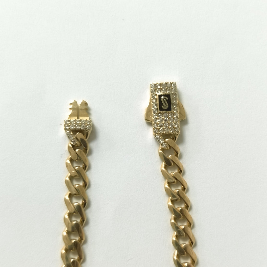PULSERA BARBADA TIPO MONACO 14K 18 CM 4.8 GR (NUEVO)