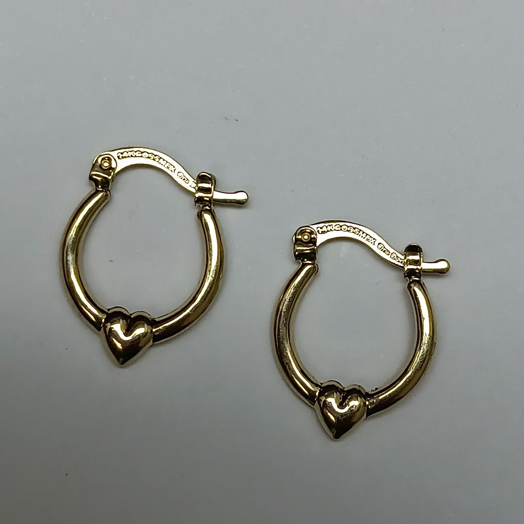 ARETES ARRACADAS FIG CORAZON 14K 1.1 GR AC 61 (NUEVO)