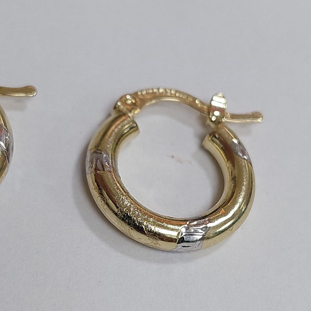 ARETES ARRACADAS MARTILLADA COMB 14K 1.3 GR ET 10 (NUEVO)