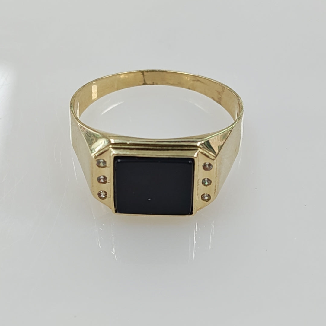 ANILLO CON ONIX Y CIRCONIAS 14K 12 TALLA 4.5 GR ACB 26 (NUEVO)