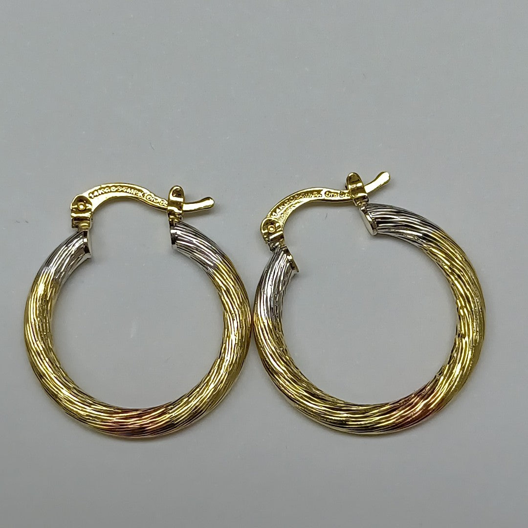ARETES ARRACADAS TORZAL COMBINADO 14K 2.5 GR ET 03 (NUEVO)