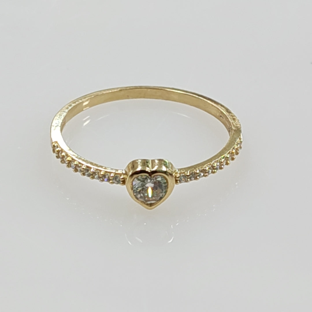 ANILLITO CON CORAZON Y CIRCONIAS 14K 9 TALLA 1.5 GR ADR 124 (NUEVO)
