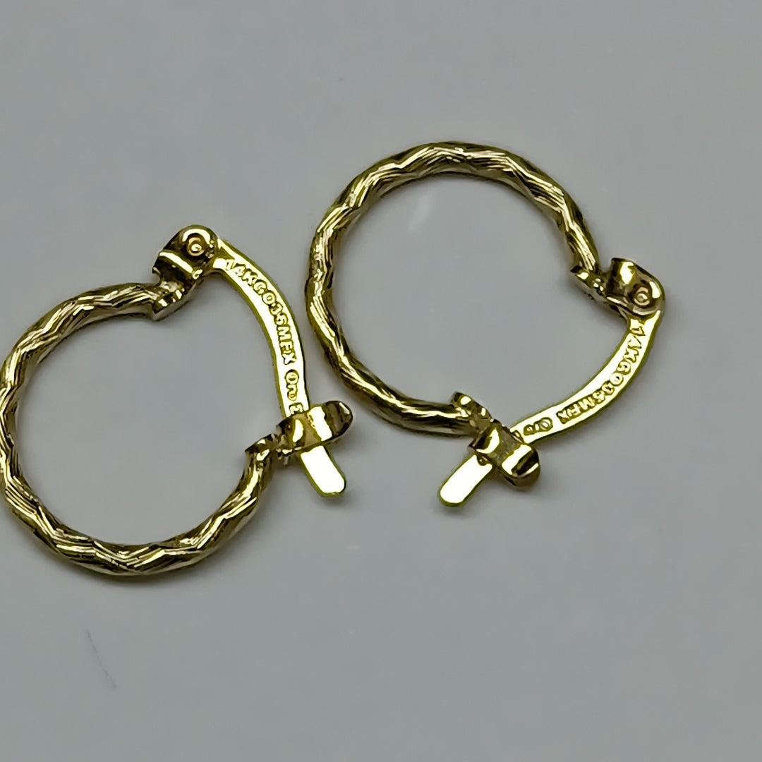 ARETES TEJIDO ARRACADAS FACETADAS 14K 1 GR (NUEVO)