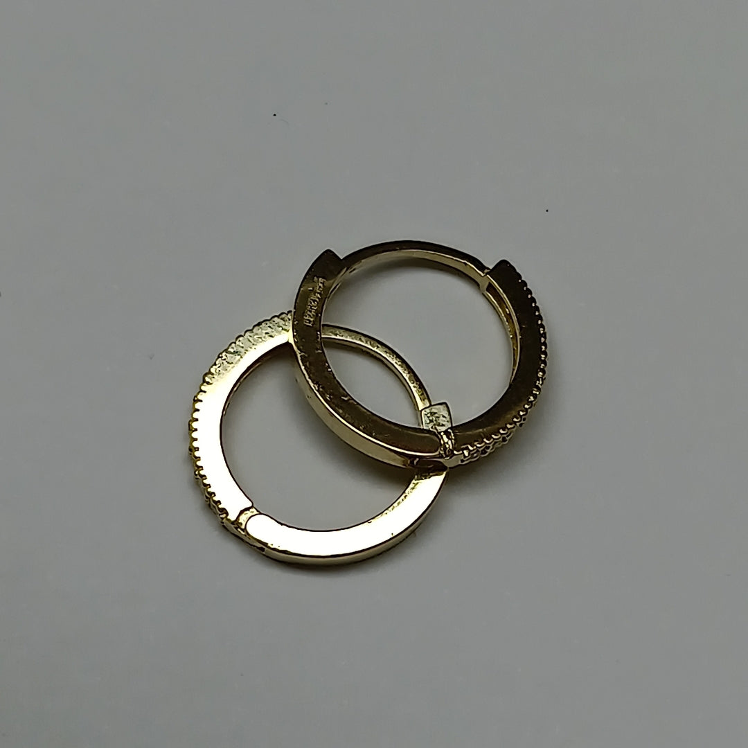 ARETES HUGGIES CON CIRCONIAS 14K 2.2 GR H 0040 (NUEVO)
