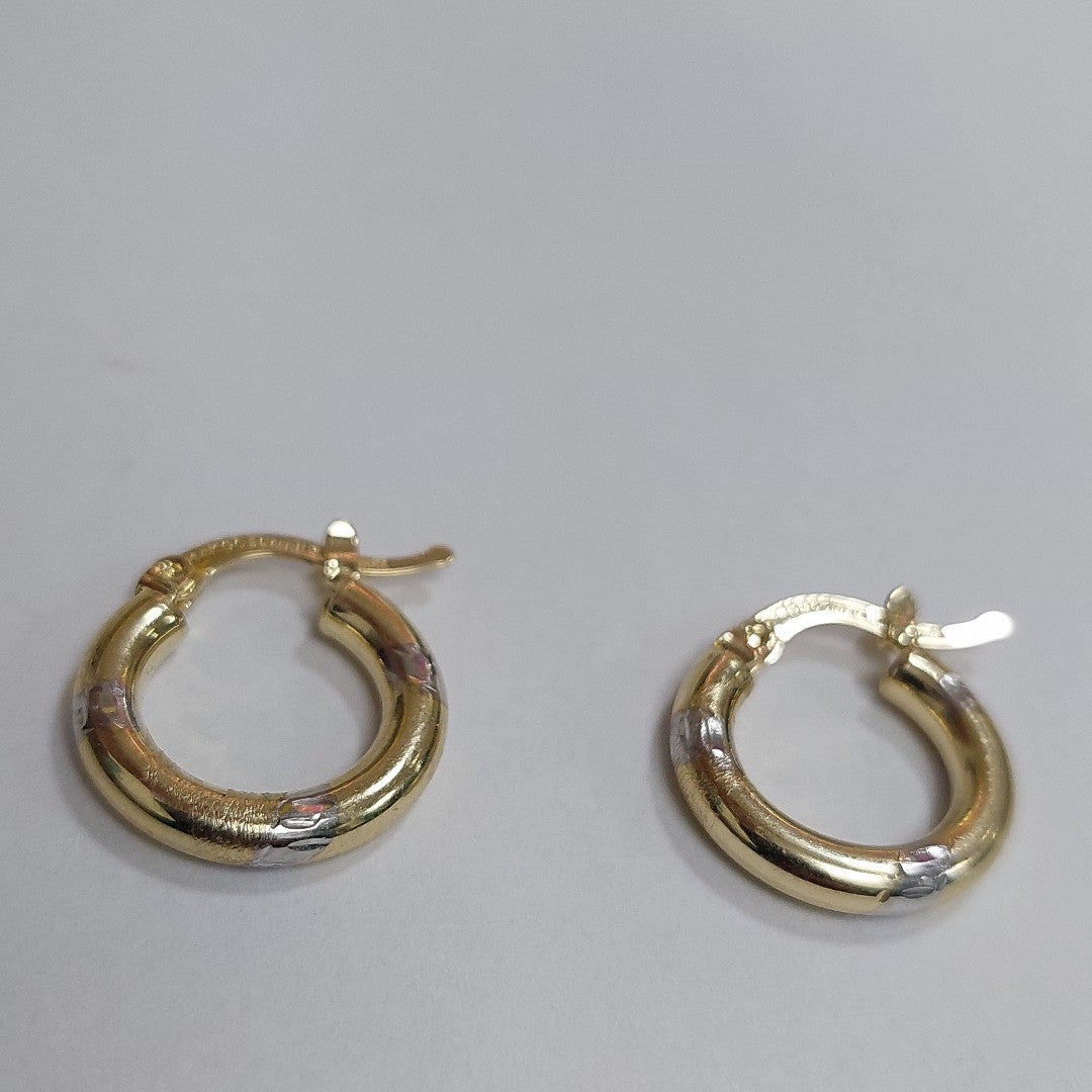 ARETES ARRACADAS MARTILLADA COMB 14K 1.4 GR ET 10 (NUEVO)