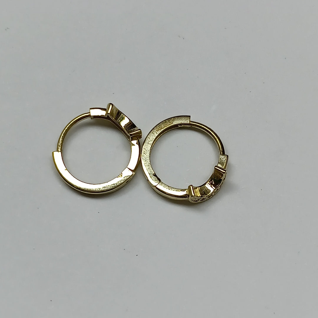 ARETES TEJIDO ARRACADAS CON FIG LUNA CON CIRCONIAS 14K 2.6 GR (NUEVO)