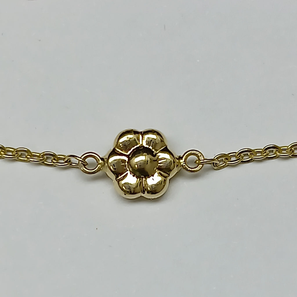 PULSERA TEJIDO ESPECIAL C FLOR 14K 18 CM 1.4 GR PTR45 (NUEVO)