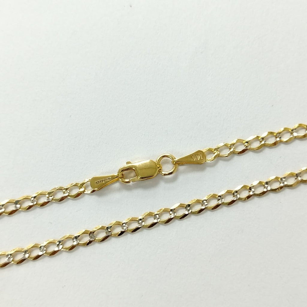 CADENA TEJIDO BARBADA DIAMANTADA 14K 60CM 5.1GR CPAR060 (NUEVO)