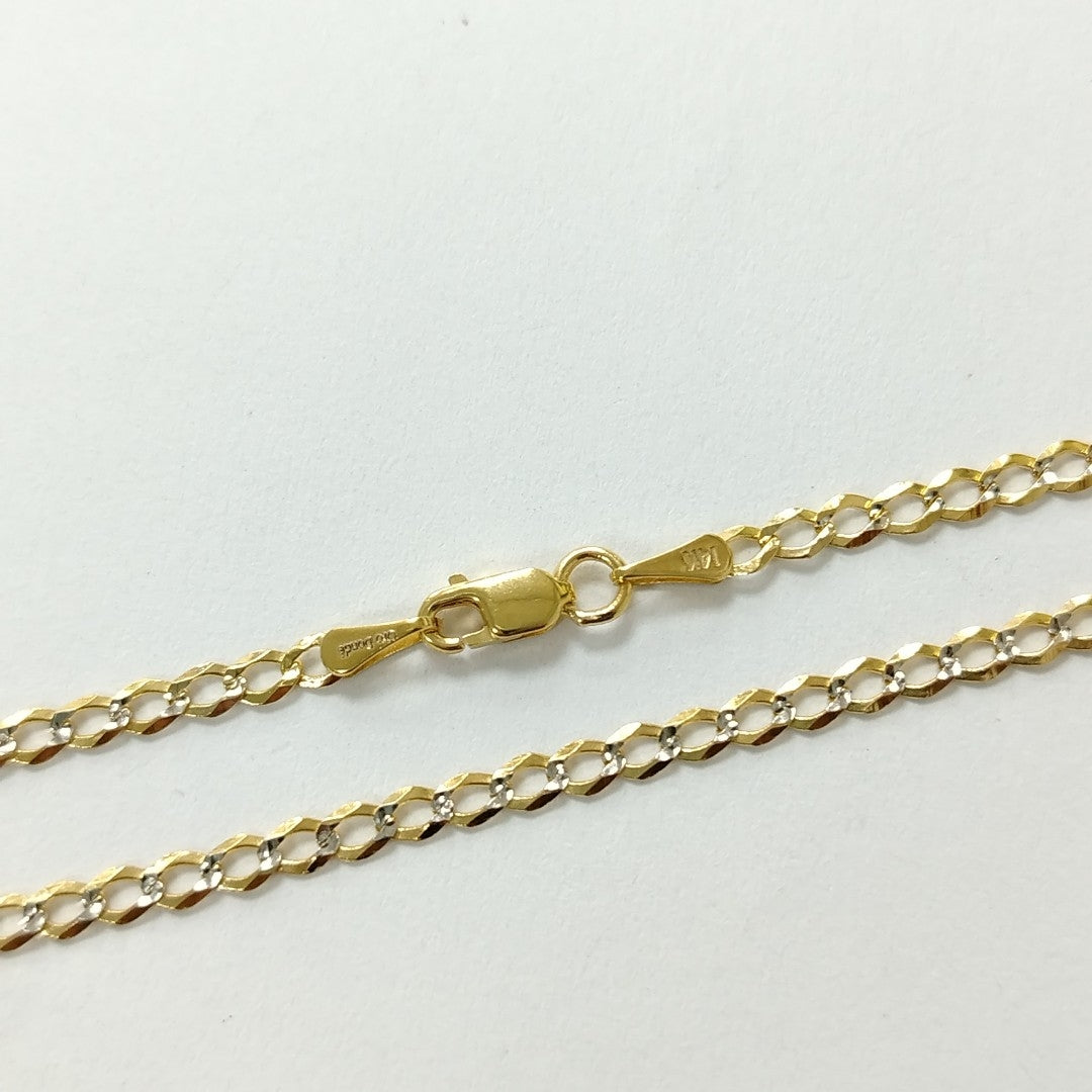 CADENA TEJIDO BARBADA DIAMANTADA 14K 60CM 5.1GR CPAR060 (NUEVO)