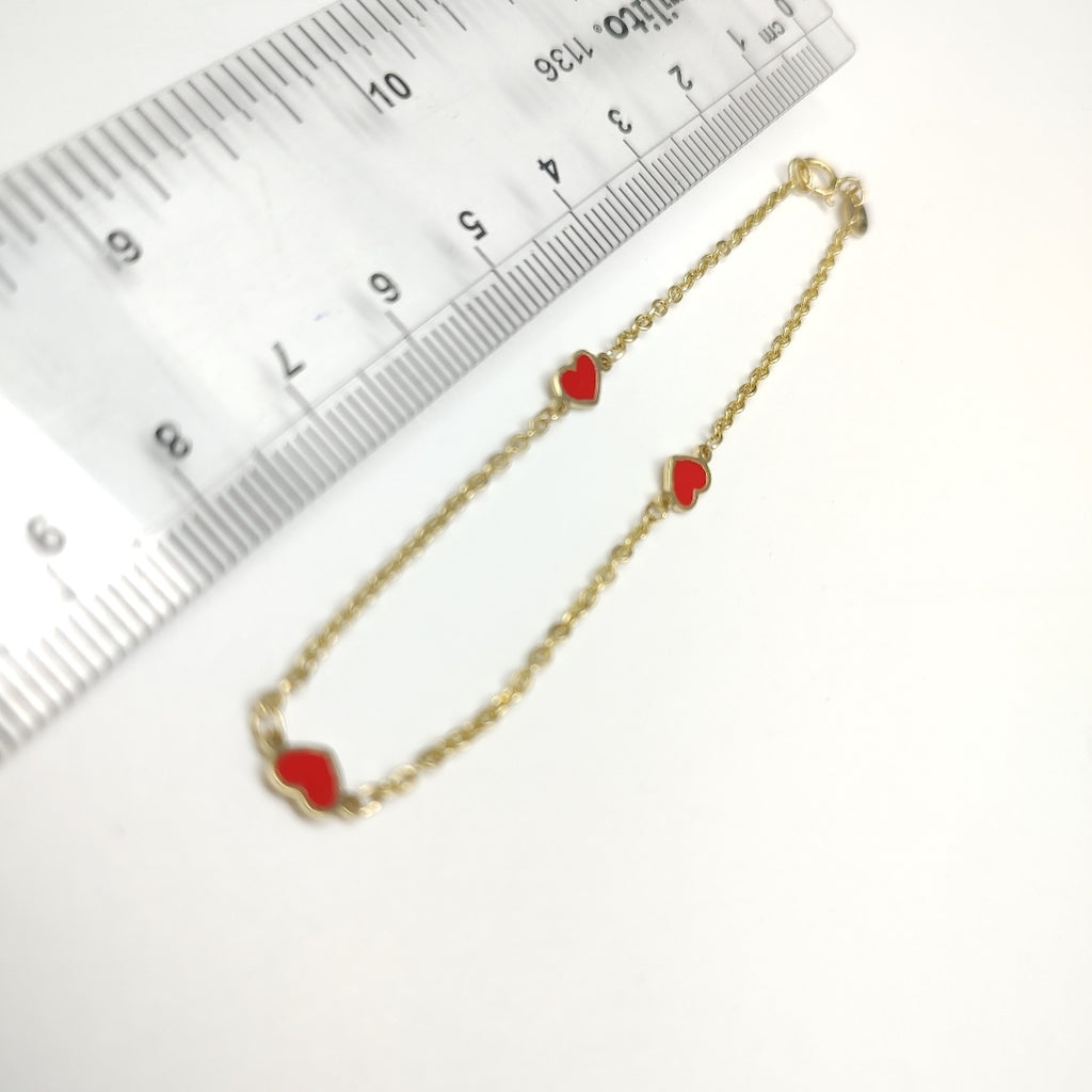 PULSERA ESPECIAL CON CORAZONES 14K 18 CM 1.4 GR (NUEVO)