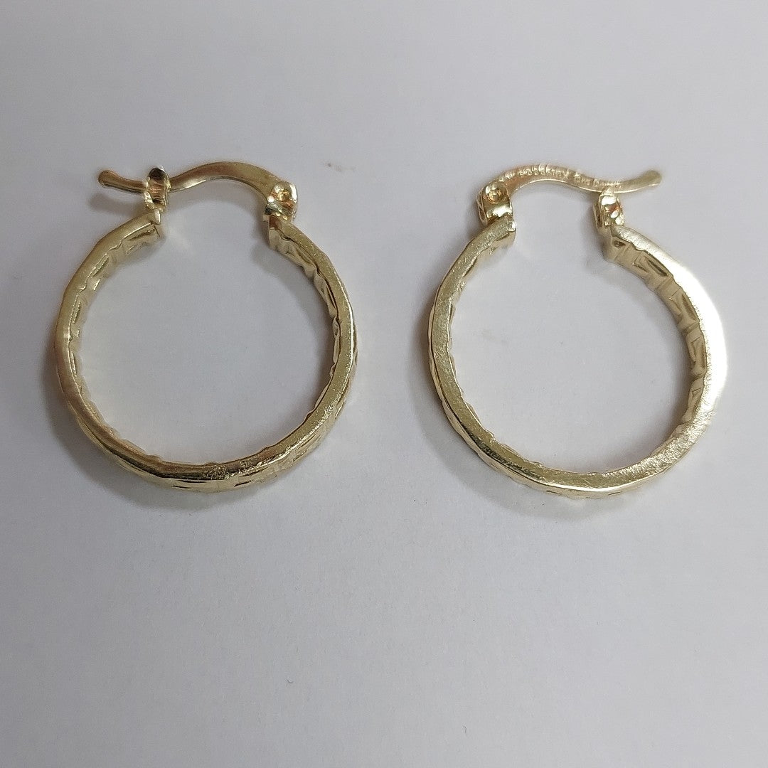 ARETES ARRACADAS CON GRECAS 14K 2.2 GR ETRE 4 (NUEVO)