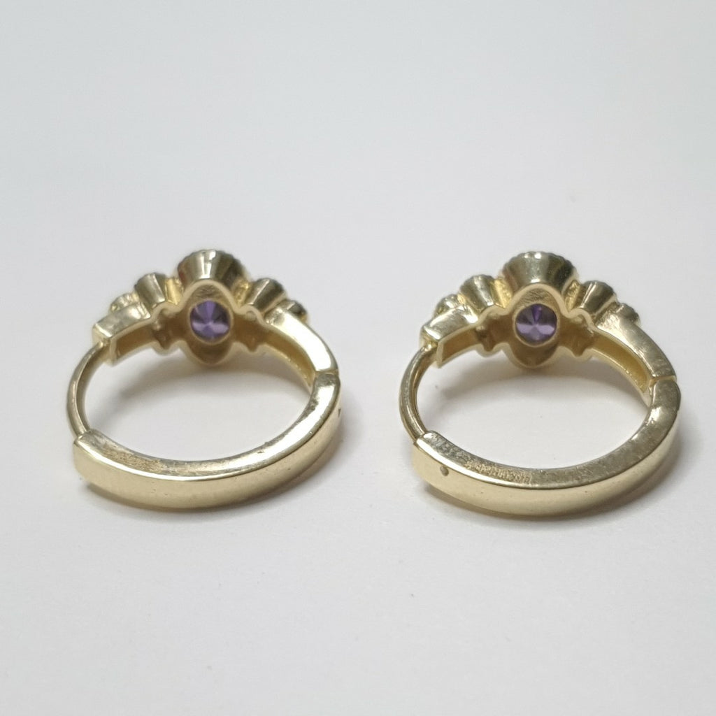 ARETES HUGGIES MORADO 14K 2.7 GR H 96 (NUEVO)