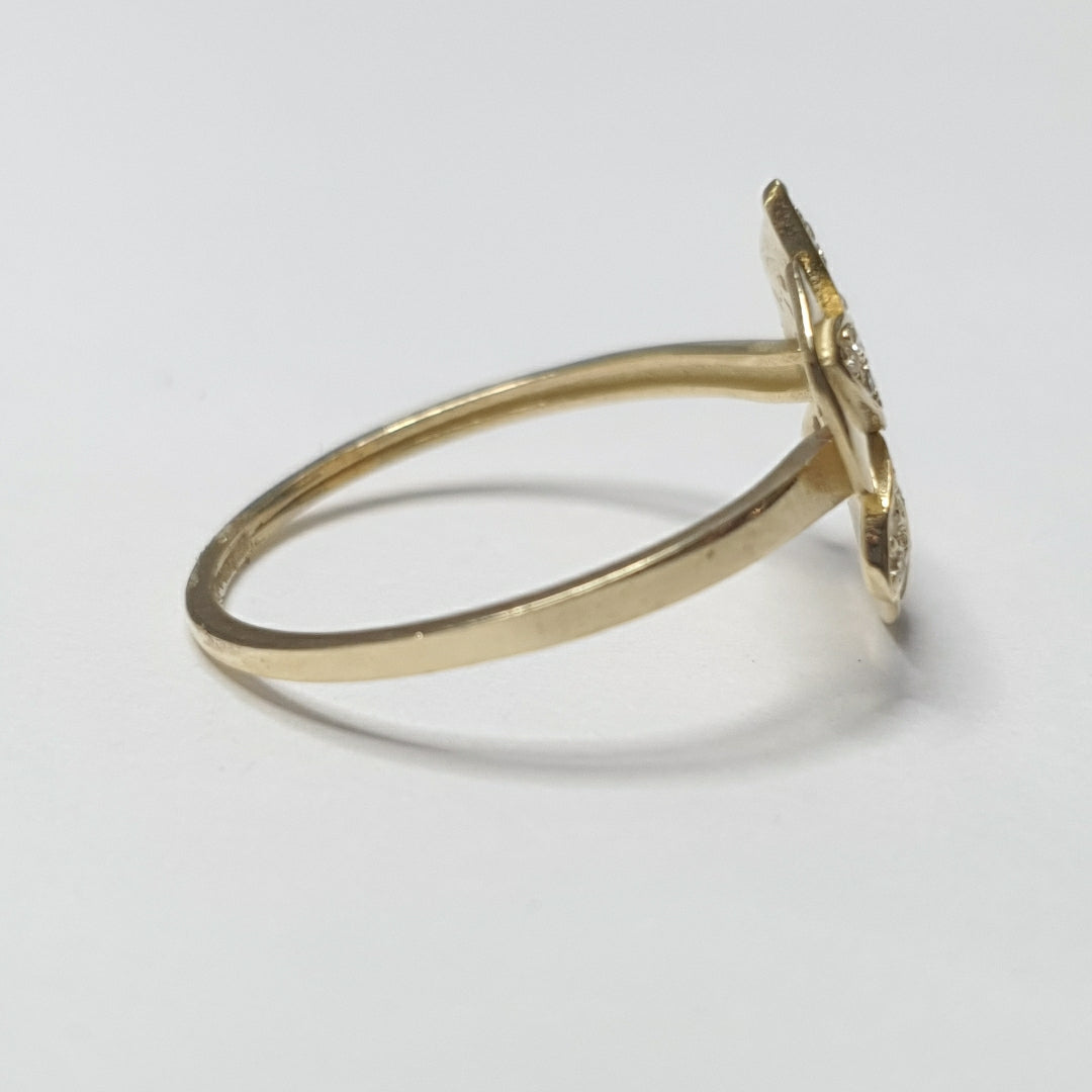 ANILLITO FIGURA FLOR CON CIRCONIA 14K 8 TALLA 1.7 GR ADR 115 (NUEVO)