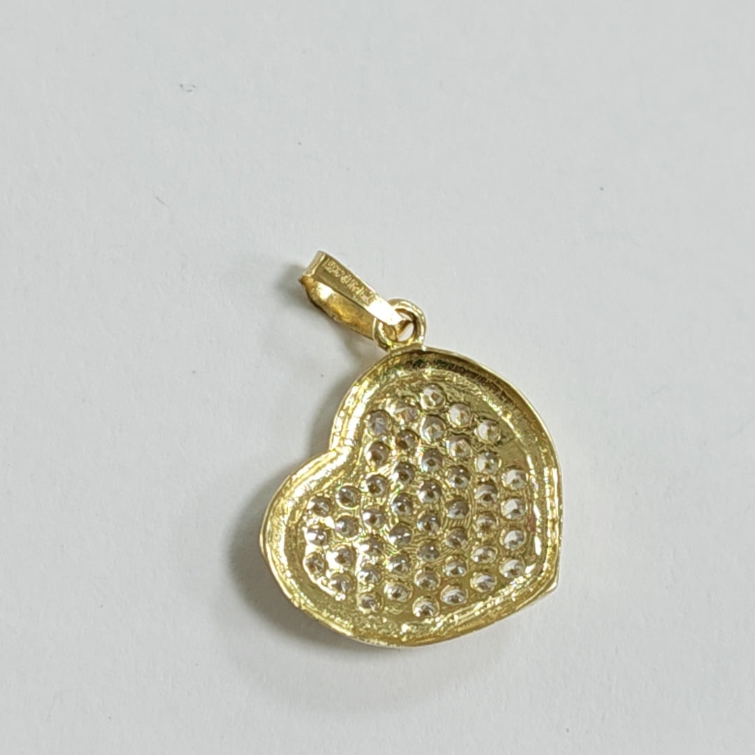 DIJE CORAZON CON CIRCONIAS 14K 1.7 GR DC 10 (NUEVO)