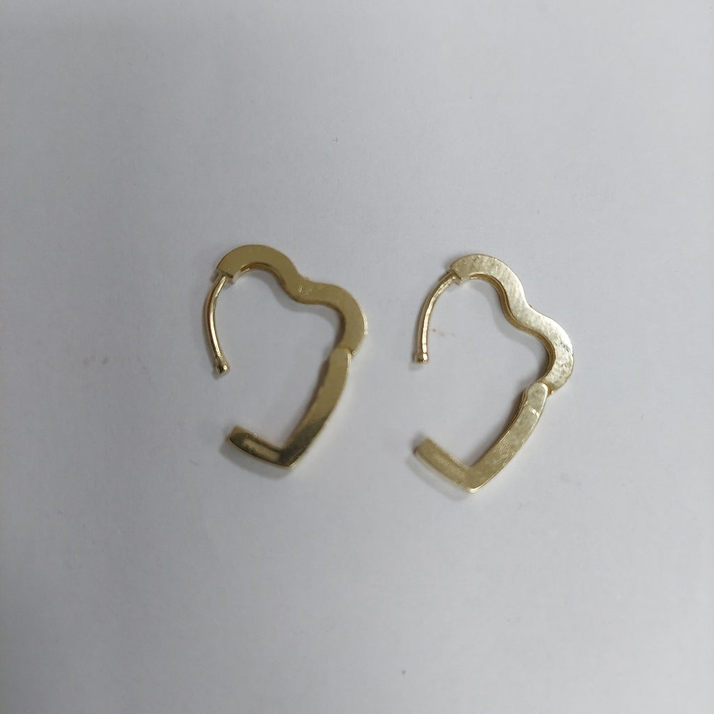 ARETES HUGGIES CORAZON CON CIRCONIAS 14K 2.1 GR HF 03 (NUEVO)