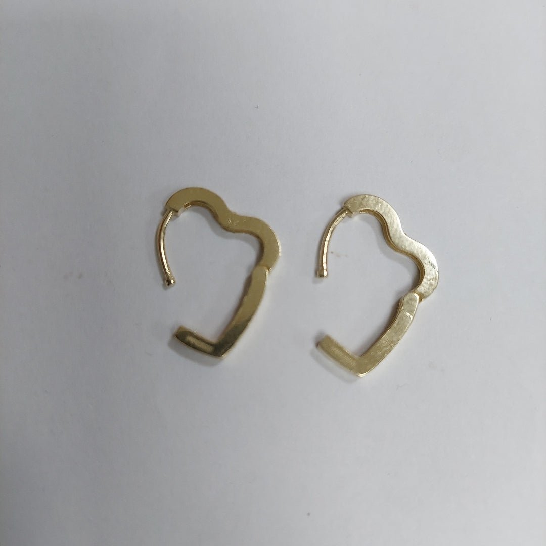 ARETES HUGGIES CORAZON CON CIRCONIAS 14K 2.1 GR HF 03 (NUEVO)