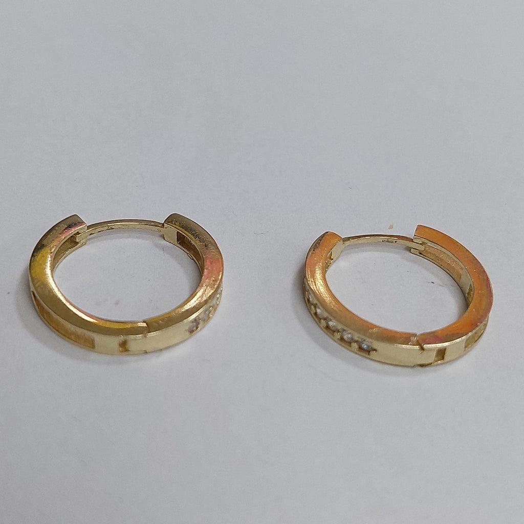 ARETES HUGGIES CON CIRCONIAS 14K 2.8 GR H 05 (NUEVO)
