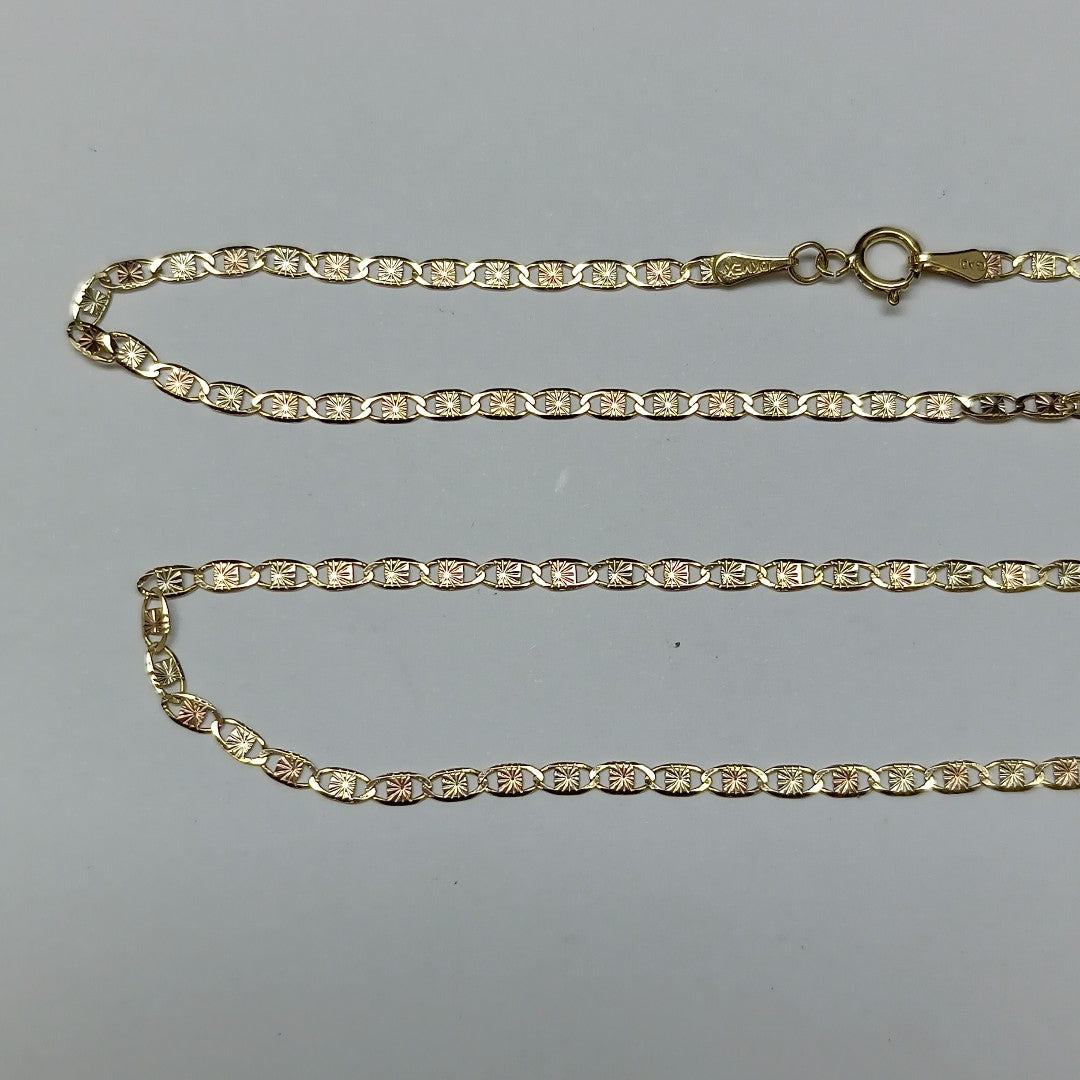 CADENA TEJIDO GUCHI COMBINADA 10K 60CM 3GR (NUEVO)