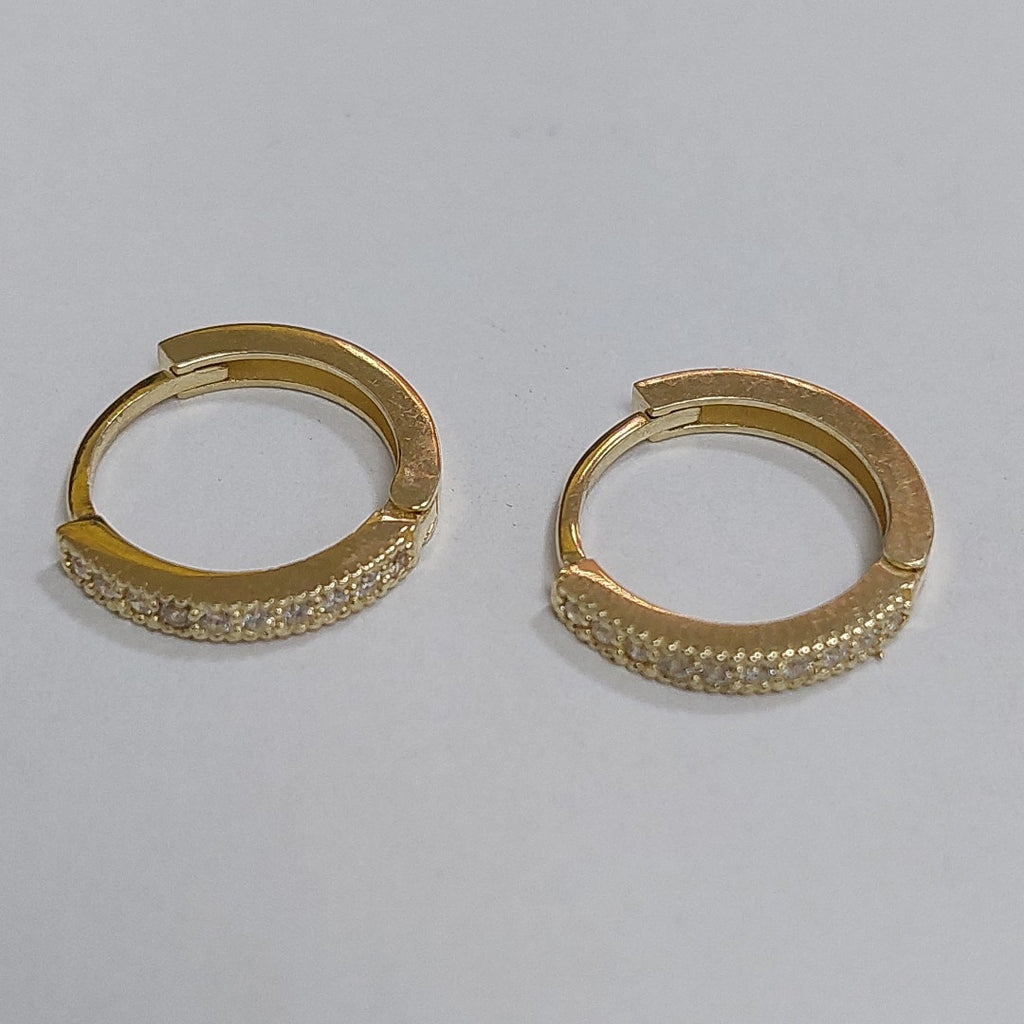 ARETES HUGGIES CON CIRCONIAS 14K 2.2 GR H 0040 (NUEVO)