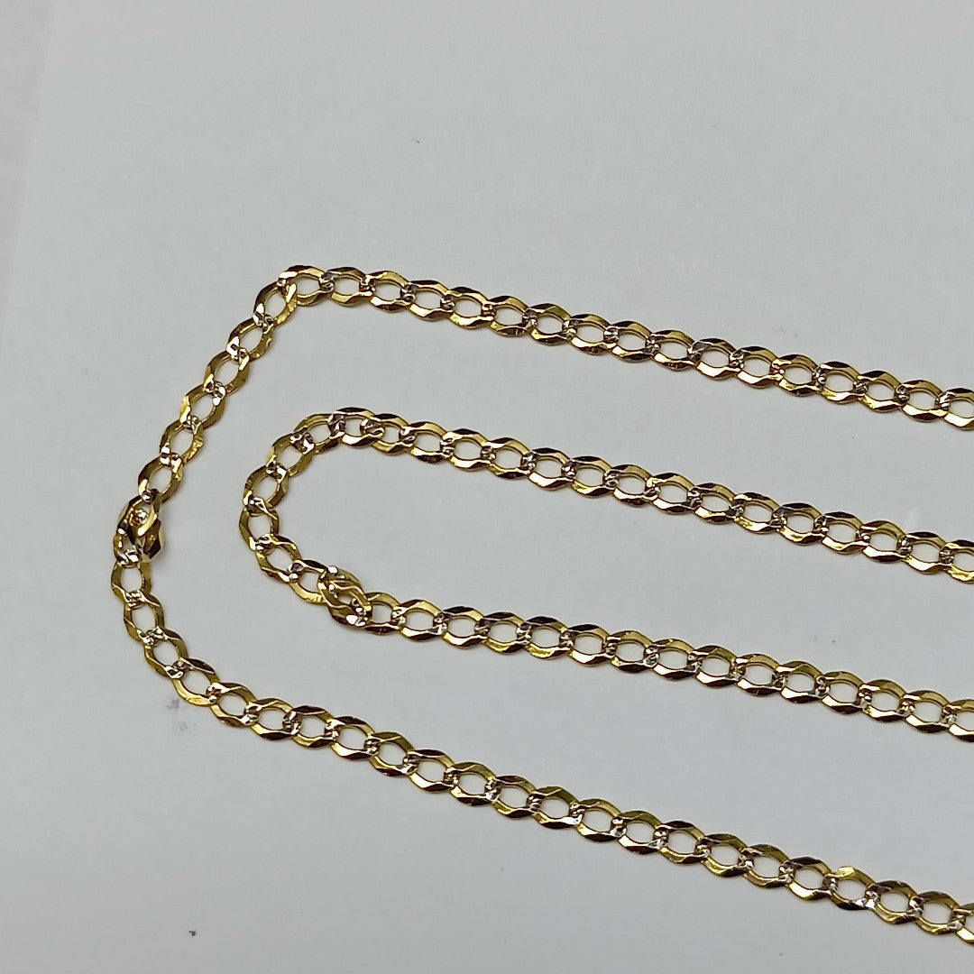 CADENA TEJIDO BARBADA DIAMANTADA 14K 55CM 4.9GR CPAR060 (NUEVO)