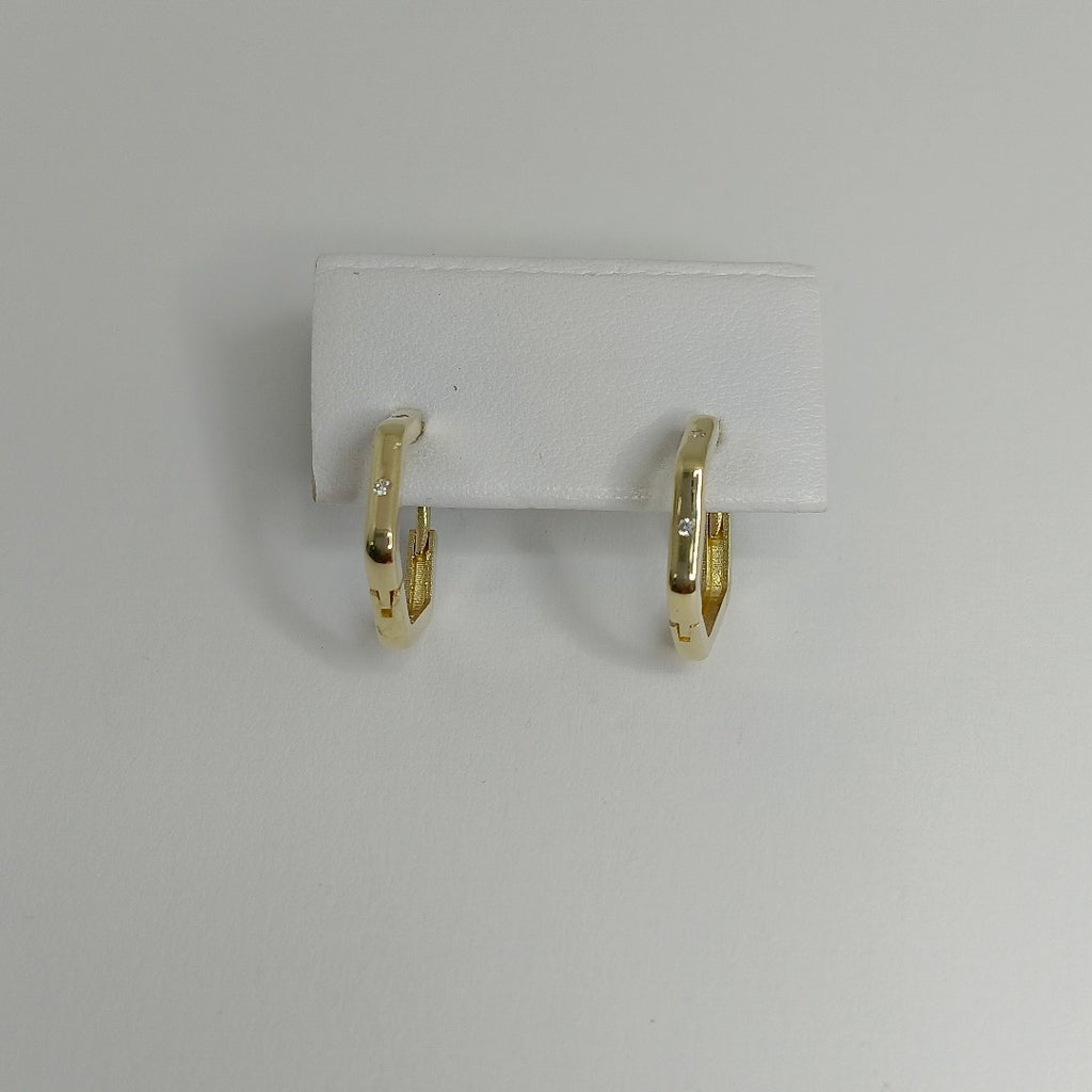 ARETES HUGGIES CON CIRCONIAS 14K 1.6 GR HR 01 (NUEVO)