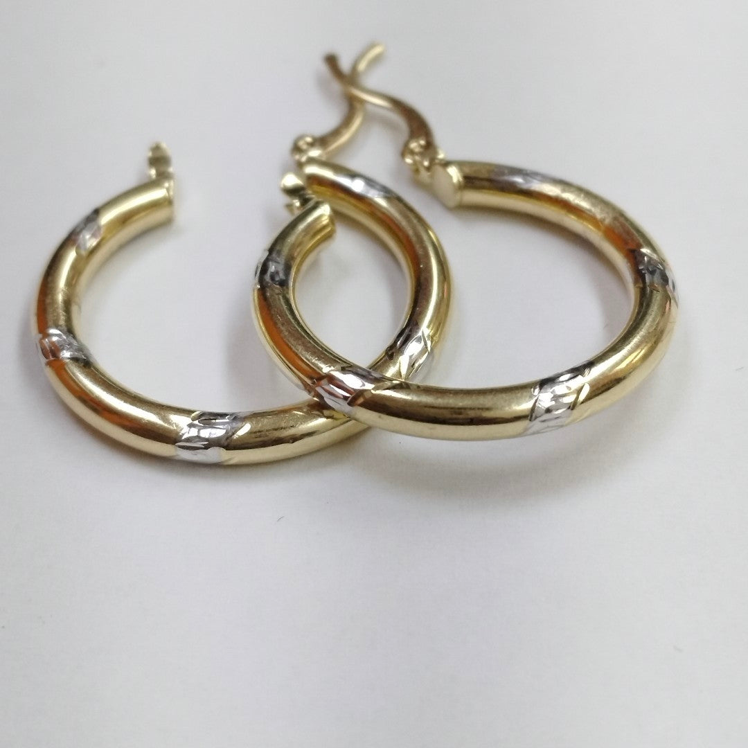 ARETES ARRACADAS MARTILLADA COMB 14K 2 GR ET 10 (NUEVO)