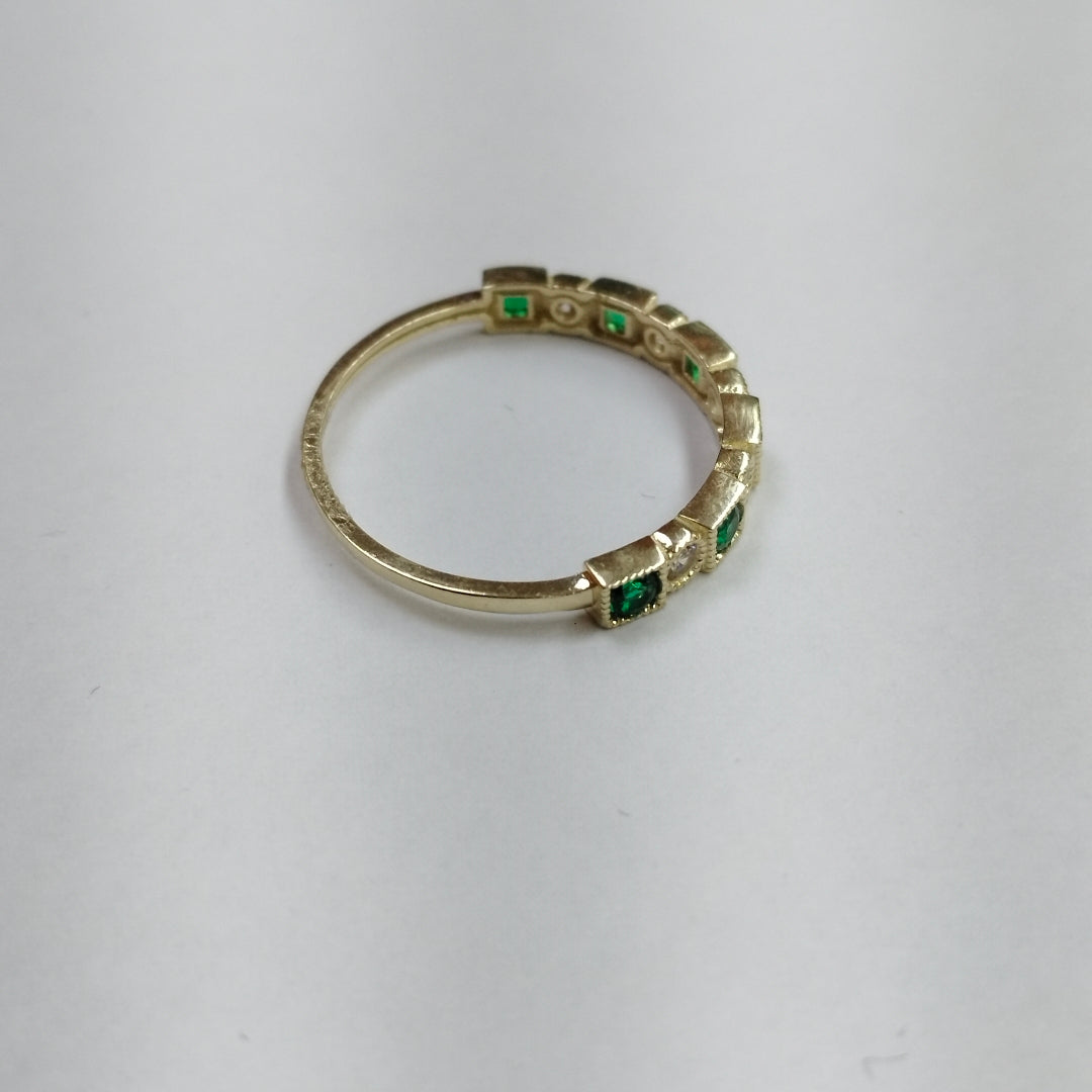 ANILLITO CON CIRCONIAS Y PIEDRAS COLOR VERDE 14K 8 TALLA 1.5 GR ADR 116 (NUEVO)