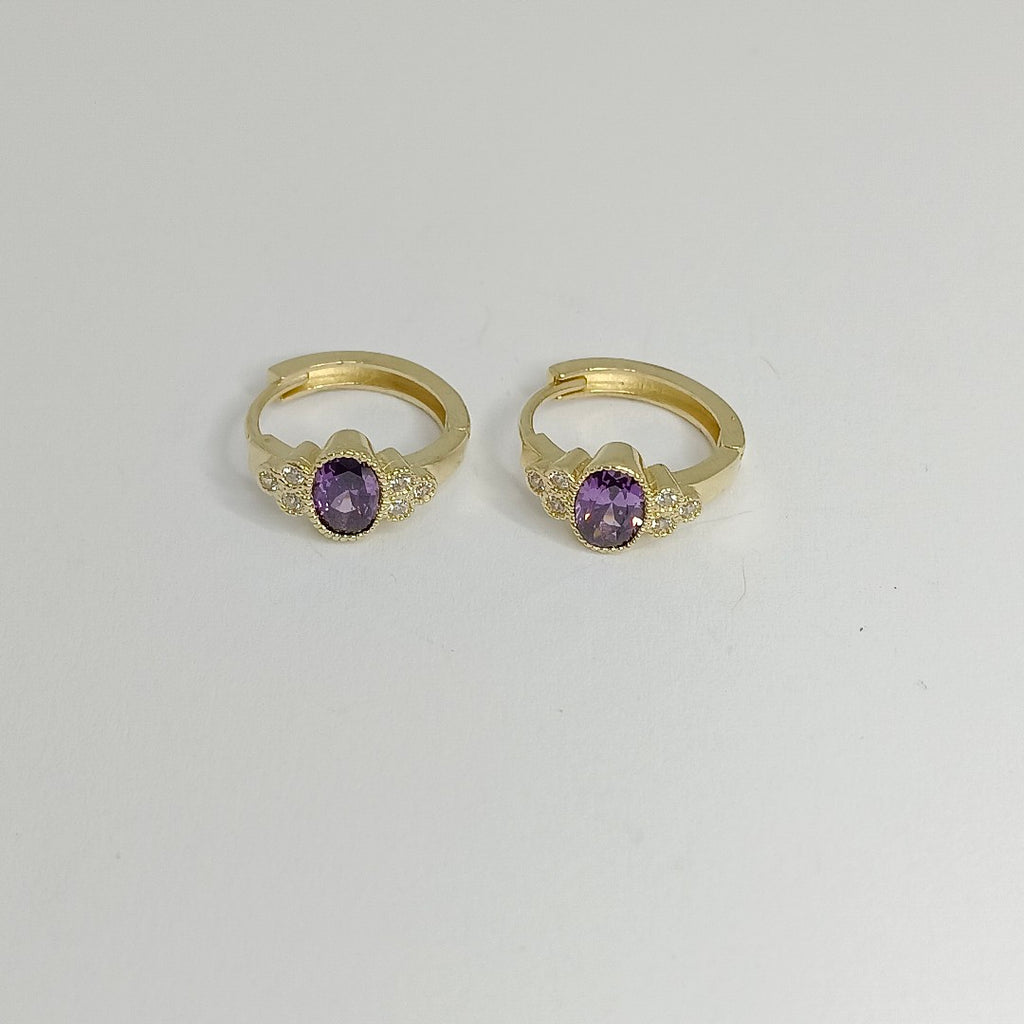 ARETES HUGGIES MORADO 14K 2.7 GR H 96 (NUEVO)