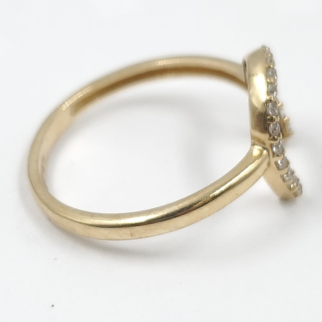 Anillo Oro amarillo 14 K 1.6 gr &quot;Herradura&quot; con Circonia (nuevo)