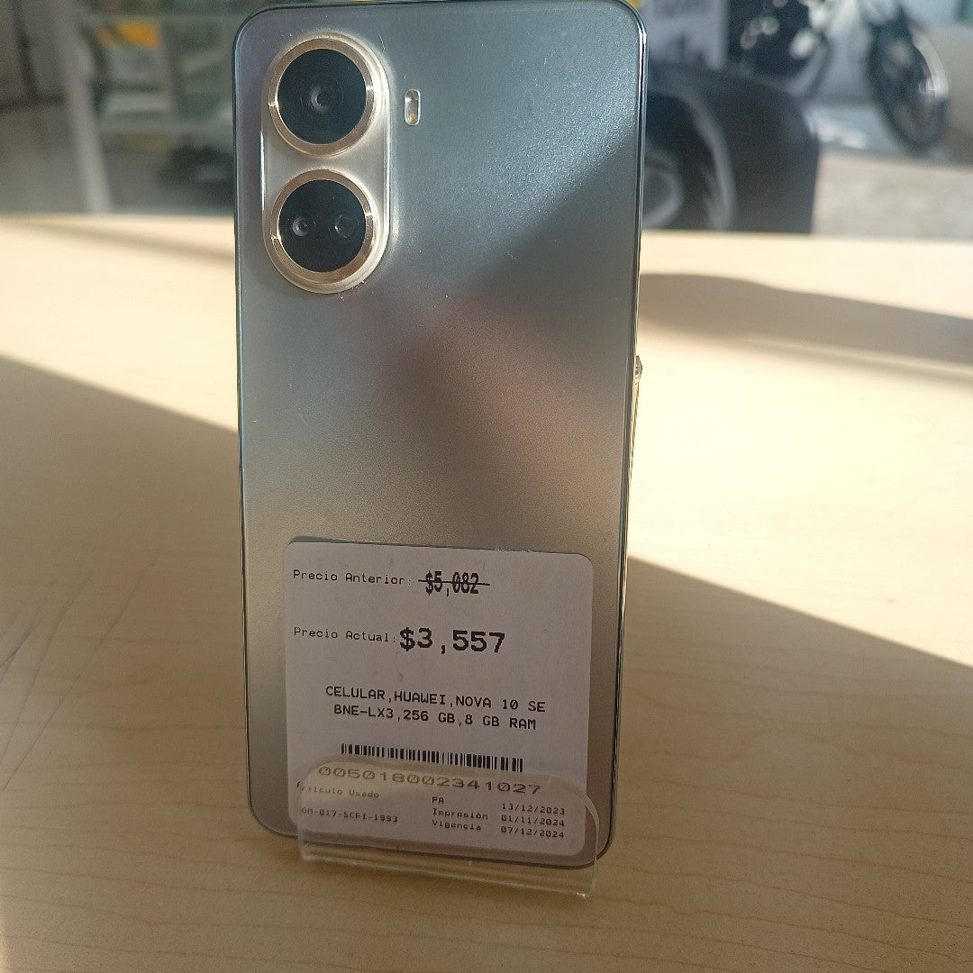 CELULAR HUAWEI NOVA 10 SE BNE-LX3 256 GB 8 GB RAM (SEMINUEVO)