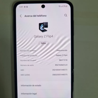 CELULAR SAMSUNG GALAXY Z FLIP4 SM-F721B 128 GB 8 GB RAM (SEMINUEVO)