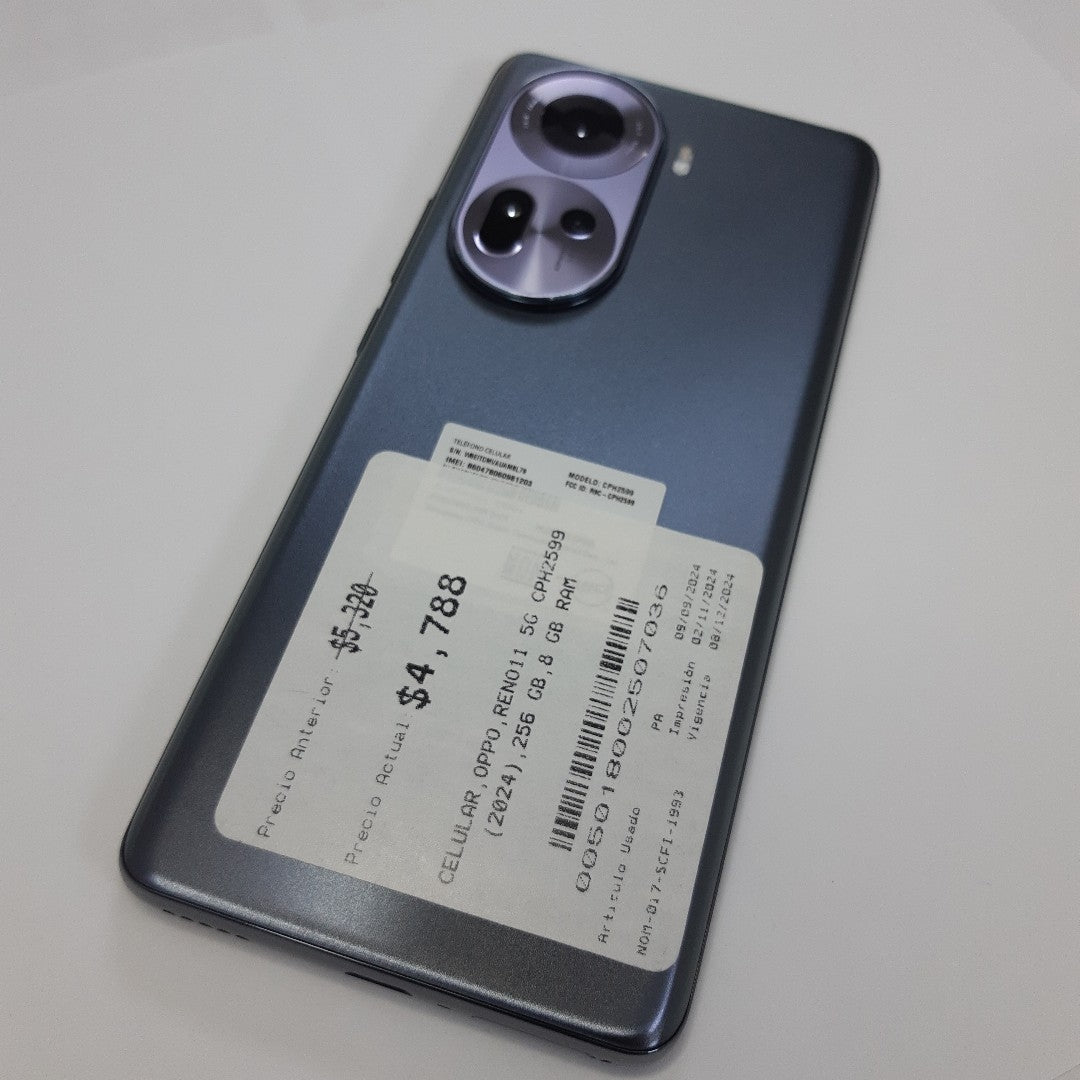 CELULAR OPPO  RENO11 5G CPH2599 (2024) 256 GB 8 GB RAM (SEMINUEVO)