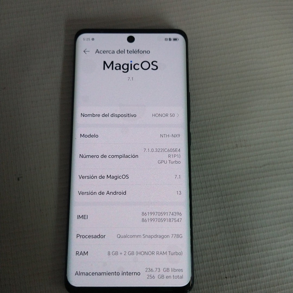 CELULAR HONOR 50 NTH-NX9 256 GB 8 GB RAM (SEMINUEVO)