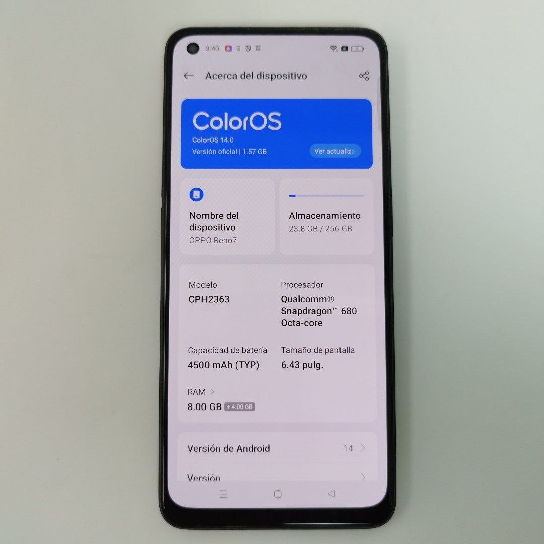 CELULAR OPPO  RENO7 CPH2363 (2022) 256 GB 8 GB RAM (SEMINUEVO)