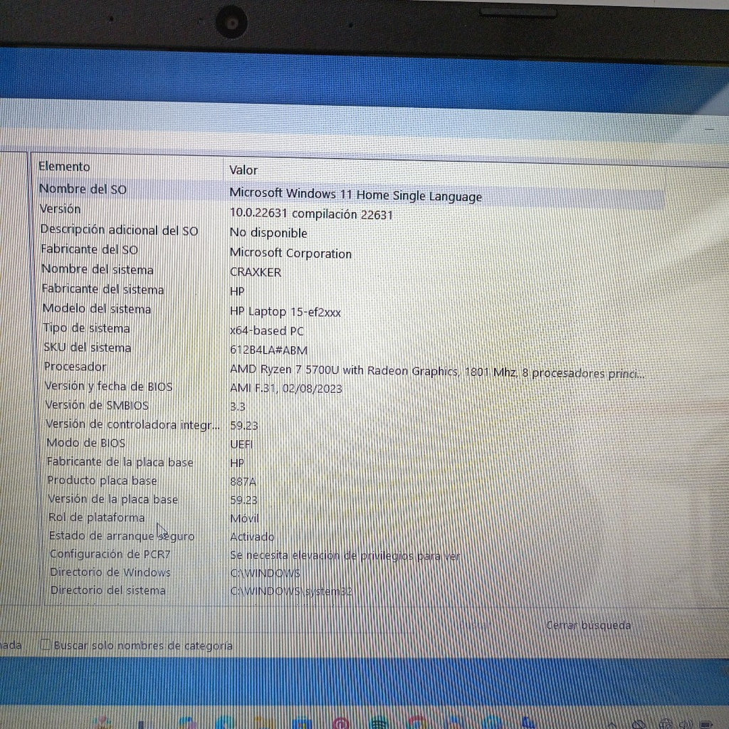 LAPTOP HP 15-EF2505LA (2023) 512 GB SSD 8 GB RAM (SEMINUEVO)