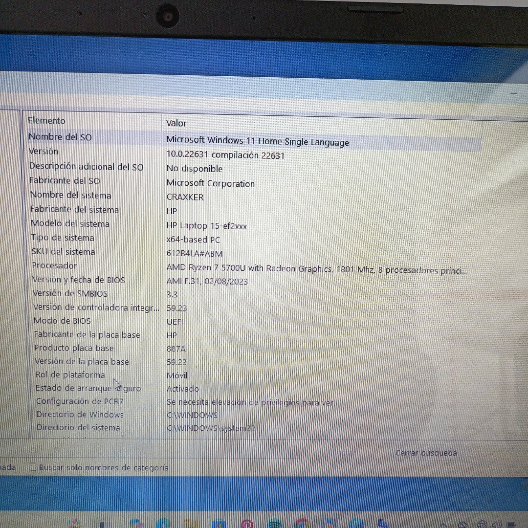 LAPTOP HP 15-EF2505LA (2023) 512 GB SSD 8 GB RAM (SEMINUEVO)