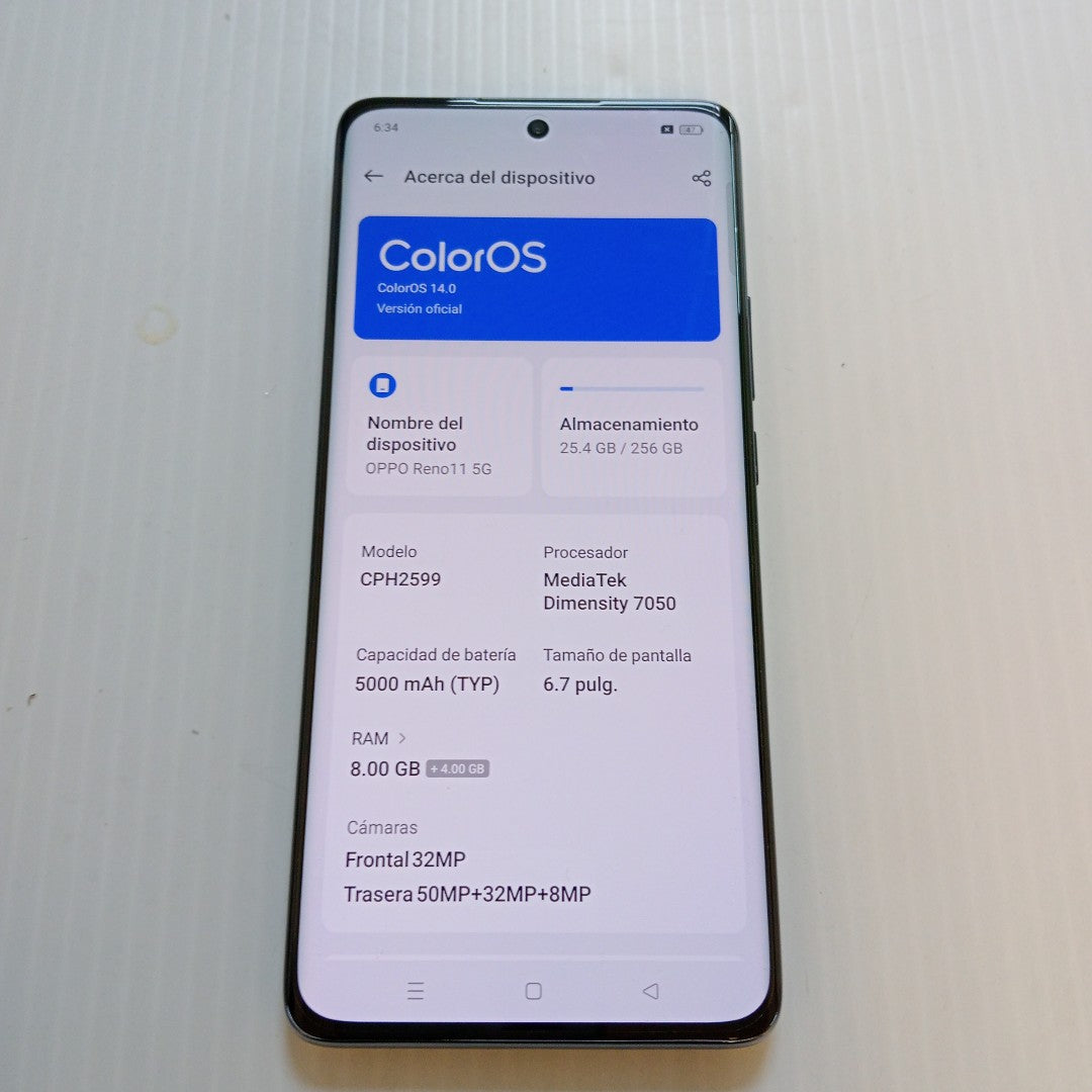 CELULAR OPPO  RENO11 5G CPH2599 (2024) 256 GB 8 GB RAM (SEMINUEVO)