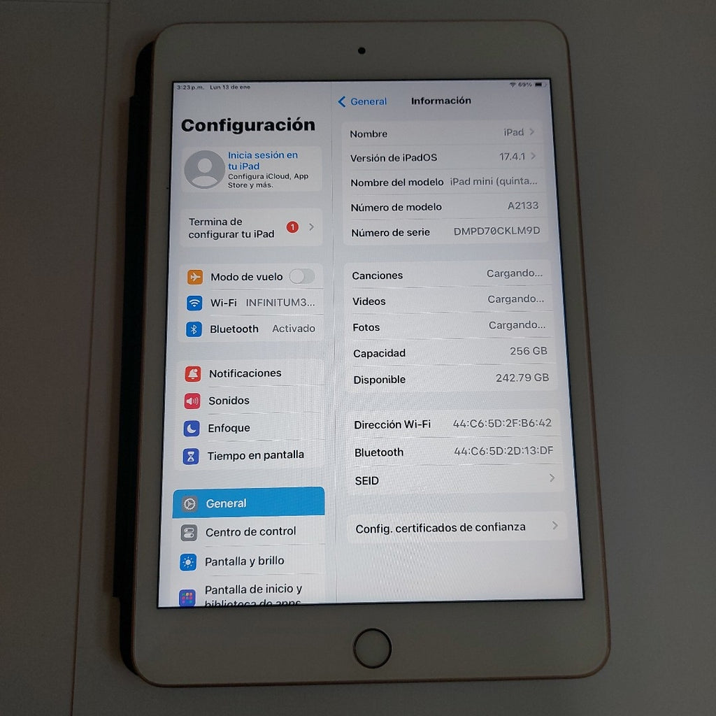 TABLETA APPLE IPAD MINI 5 A2133 256 GB 3 GB RAM (SEMINUEVO)