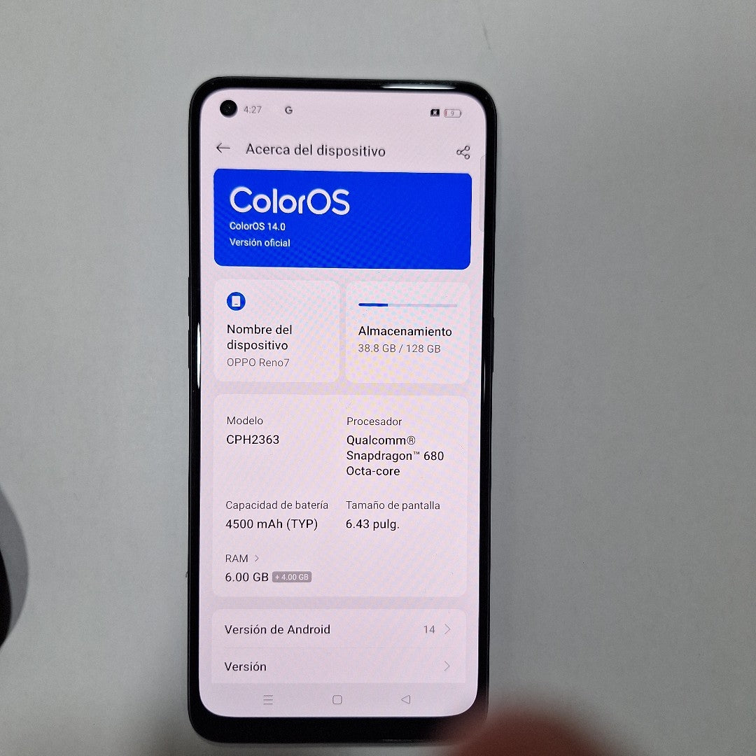 CELULAR OPPO  RENO7 CPH2363 (2022) 256 GB 8 GB RAM (SEMINUEVO)