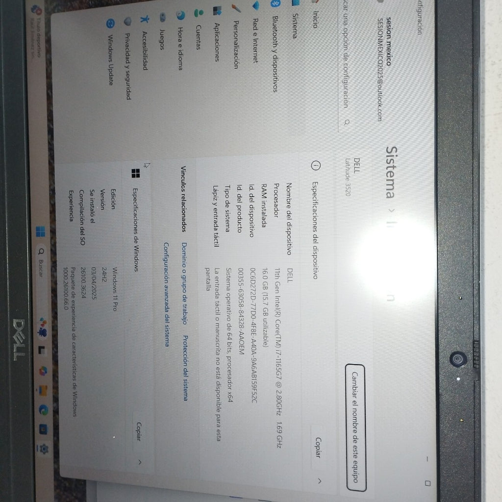 LAPTOP DELL LATITUDE 3520 (2022) 512 GB SSD 16 GB RAM (SEMINUEVO)