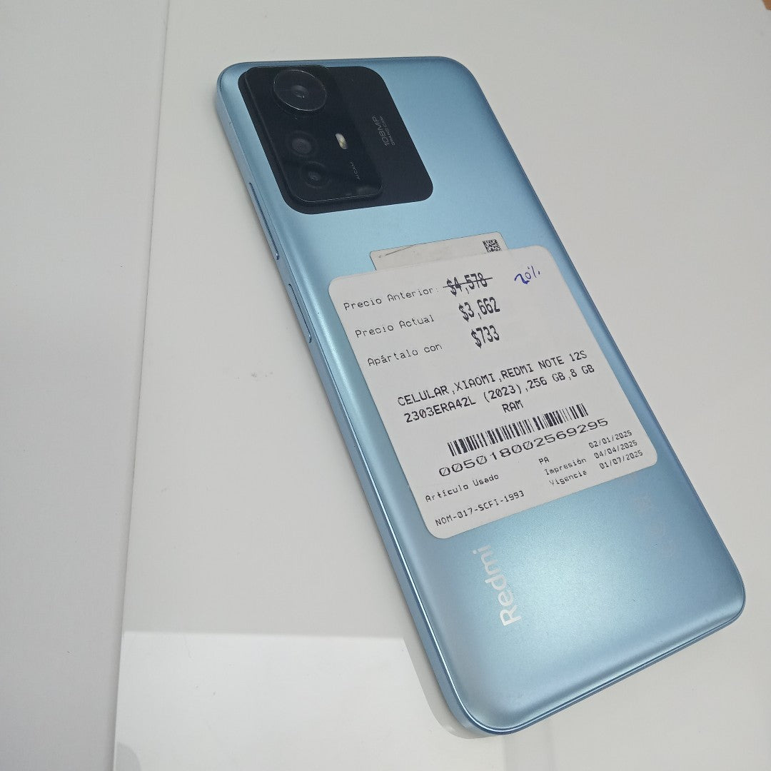 CELULAR XIAOMI REDMI NOTE 12S 2303ERA42L (2023) 256 GB 8 GB RAM (SEMINUEVO)