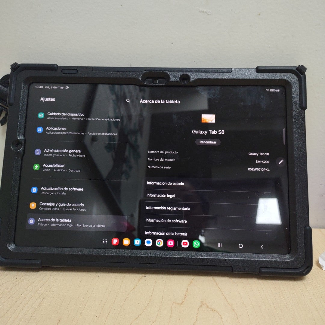TABLETA SAMSUNG GALAXY TAB S8 SM-X700 256 GB 8 GB RAM (SEMINUEVO)