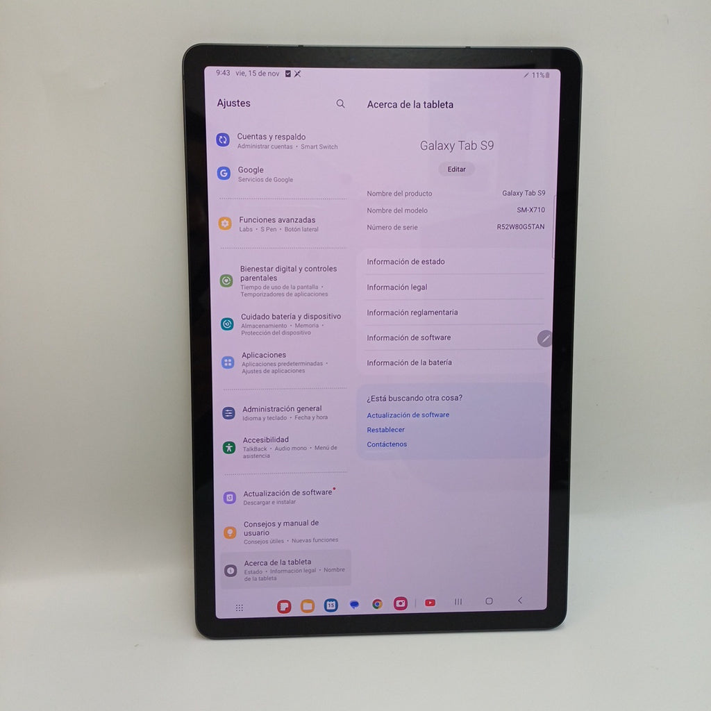 TABLETA SAMSUNG GALAXY TAB S9 SM-X710 (2023) 256 GB 12 GB RAM (SEMINUEVO)