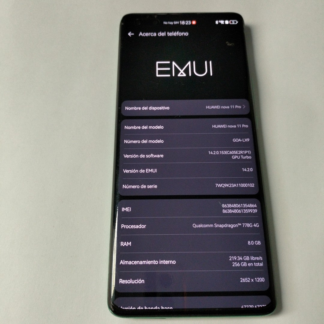 CELULAR HUAWEI NOVA 11 PRO GOA-LX9 (2023) 256 GB 8 GB RAM (SEMINUEVO)