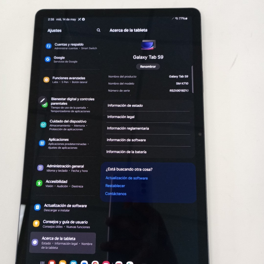 TABLETA SAMSUNG GALAXY TAB S9 SM-X710 (2023) 256 GB 12 GB RAM (SEMINUEVO)