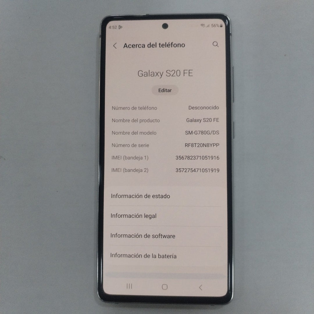 CELULAR SAMSUNG GALAXY S20 FE SM-G780G 256 GB 8 GB RAM (SEMINUEVO)
