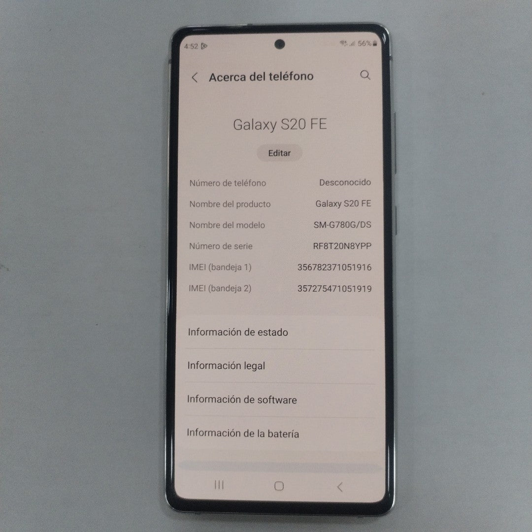 CELULAR SAMSUNG GALAXY S20 FE SM-G780G 256 GB 8 GB RAM (SEMINUEVO)