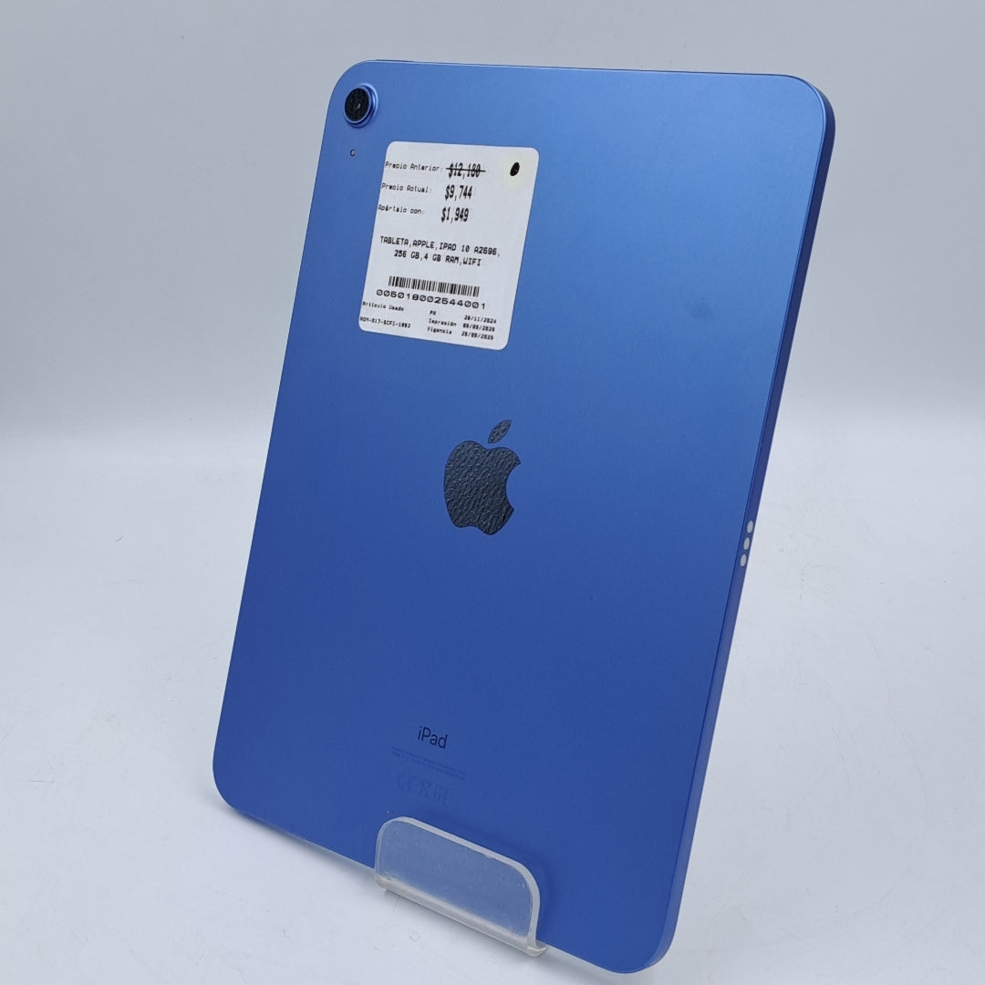 TABLETA APPLE IPAD 10 A2696 256 GB 4 GB RAM (SEMINUEVO)